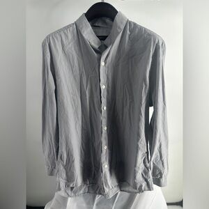Givenchy gray and white striped mandarin collar button up shirt